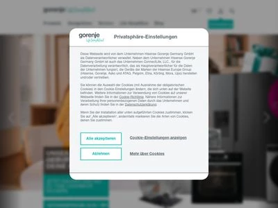 Website von Gorenje Vertriebs GmbH