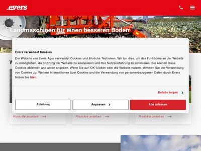 Website von Evers Agro B.V.