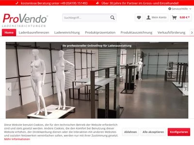 Website von ProVendo Einrichtungssysteme GmbH