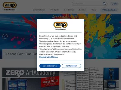 Website von ZERO-LACK GmbH & Co.KG