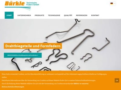 Website von Reinhold Bürkle Technische Federn GmbH