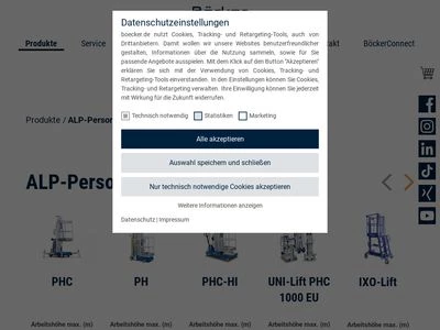 Website von Böcker Maschinenwerke GmbH