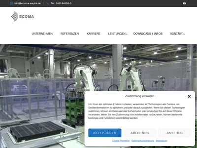 Website von ECOMA Maschinenbau GmbH