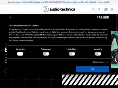 Website von Audio-Technica Deutschland GmbH