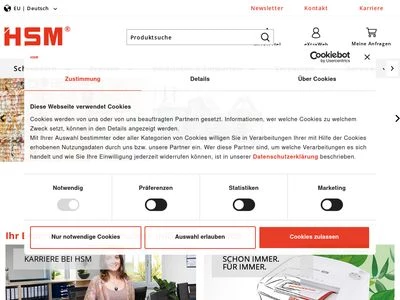 Website von HSM GmbH + Co. KG