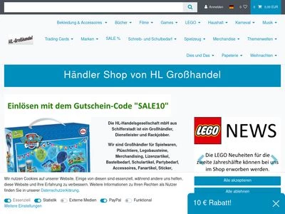 Website von HL-Handelsgesellschaft mbH   - Großhandel