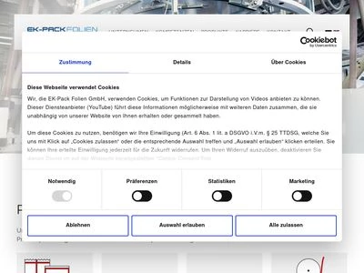 Website von EK-Pack Folien GmbH