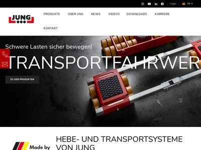 Website von JUNG Hebe- und Transporttechnik GmbH