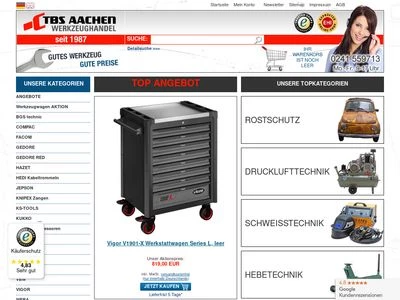 Website von TBS GmbH Werkstatteinrichtung