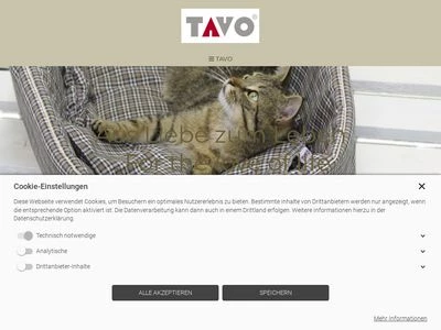 Website von TAVO Chenille & Frottierwaren Import Export GmbH