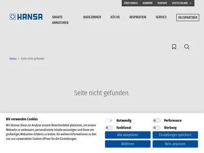 Website von Hansa Armaturen GmbH