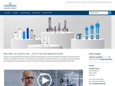 Website von ultrafilter GmbH