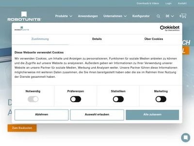 Website von Robotunits GmbH