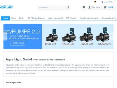 Website von Aqualight GmbH