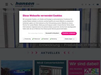 Website von Hansen Neon GmbH