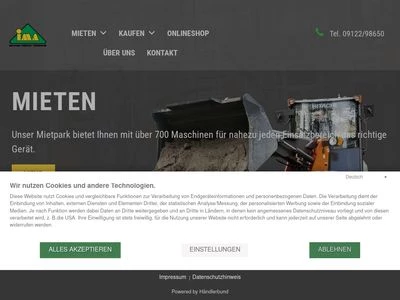 Website von IMA Industriemaschinen und Geräte GmbH