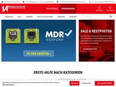 Website von 1A Medizintechnik GmbH