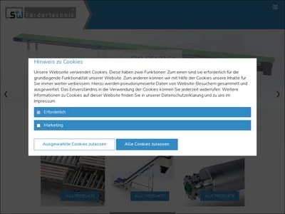 Website von S+W Fördertechnik GmbH