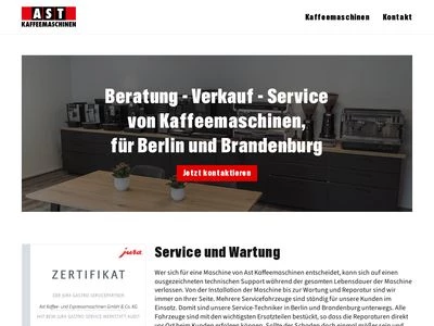 Website von Ast Kaffee- und Espressomaschinen GmbH & Co. KG