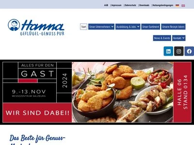 Website von HANNA-Feinkost AG