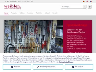 Website von Weiblen Spezialwerkzeuge