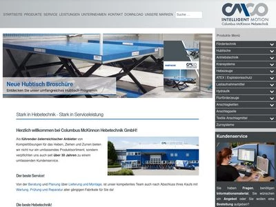 Website von Columbus McKinnon Hebetechnik GmbH