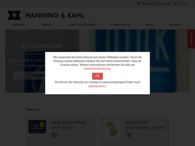 Website von Hanning & Kahl GmbH & Co KG