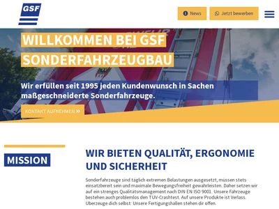 Website von GSF Sonderfahrzeugbau GmbH