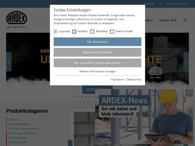 Website von ARDEX GmbH