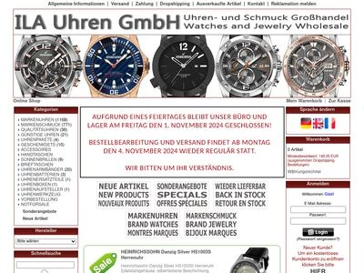 Website von ILA Uhren GmbH