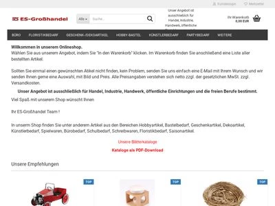 Website von ES-Großhandel