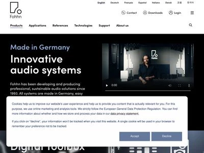 Website von Fohhn Audio AG