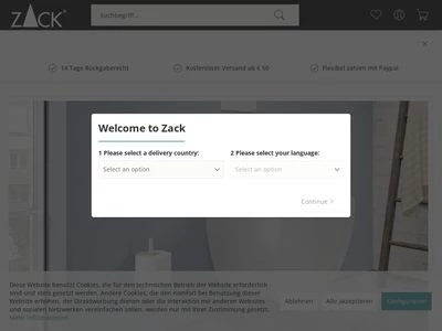 Website von Zack GmbH