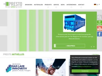 Website von PRESTO GmbH & Co KG