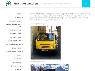 Website von MFH Maschinen-, Fertigungs- und Handelsgesellschaft mbH