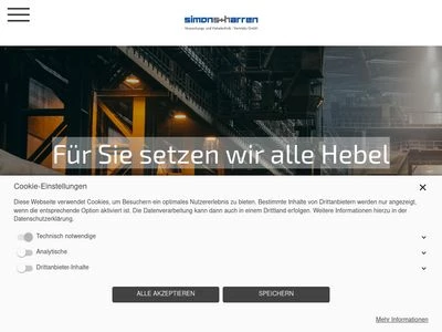 Website von Simons & Harren Verpackungs- und Hebetechnik-Vertriebs-GmbH