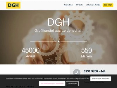 Website von DGH Großhandel