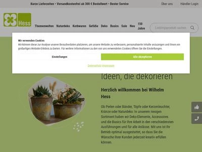 Website von Wilhelm Hess  GmbH & Co. KG Floristenbedarf