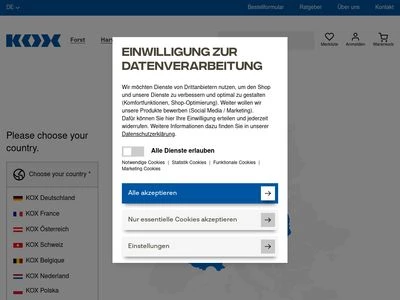 Website von KOX - Blount GmbH