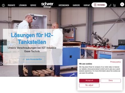 Website von Schwer Fittings GmbH