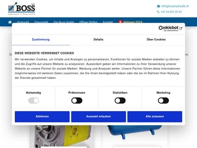 Website von Boss GmbH Hydraulik + Pneumatik