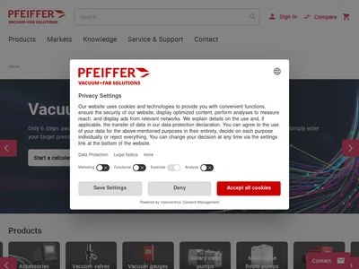 Website von Pfeiffer Vacuum GmbH