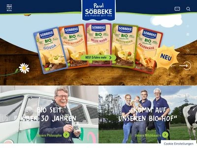 Website von Molkerei Söbbeke GmbH