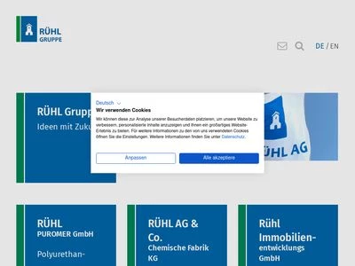 Website von Rühl AG & Co. Chemische Fabrik KG