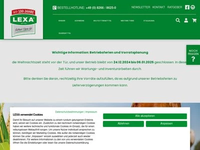 Website von Xaver Scheule GmbH - LEXA Tierernährung