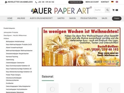 Website von AUER PAPER ART Ltd.