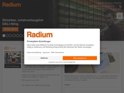 Website von Radium Lampenwerk GmbH