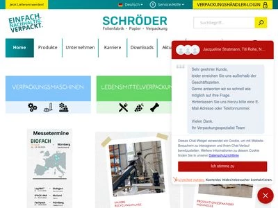 Website von Schröder Folienfabrik & Verpackung GmbH & Co. KG