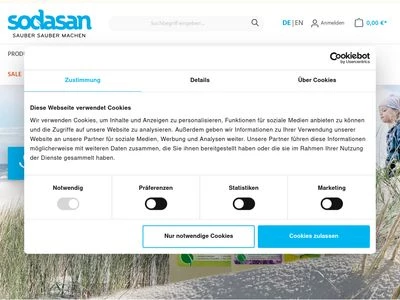 Website von sodasan Wasch- und Reinigungsmittel GmbH