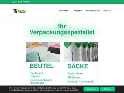 Website von COMA Packaging GmbH